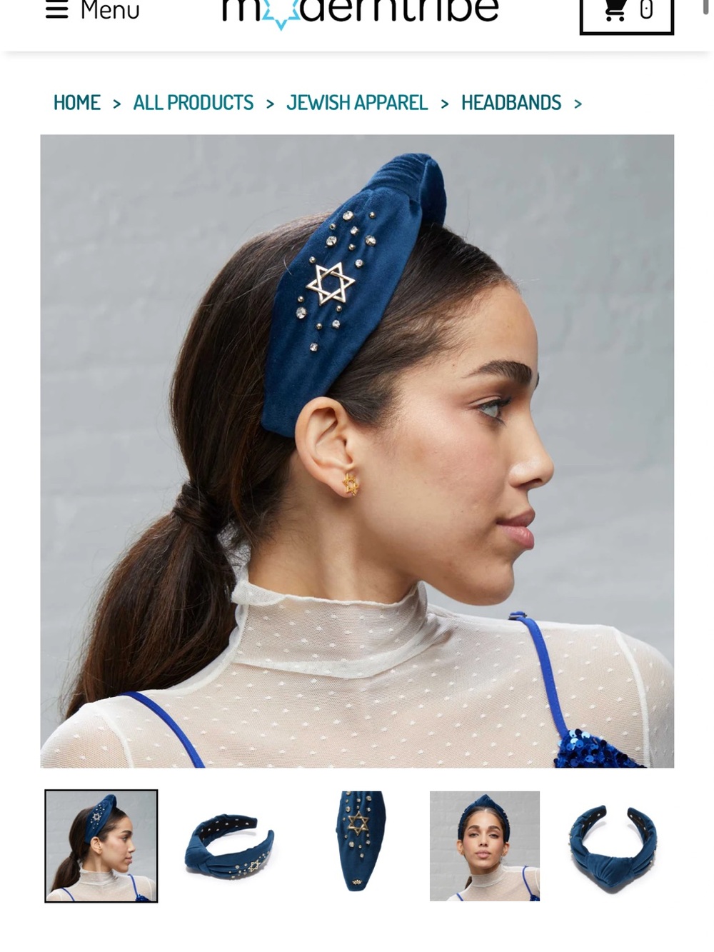 Lele  Sadoughi new with tags Star of David Embellished Star Headband - Navy
